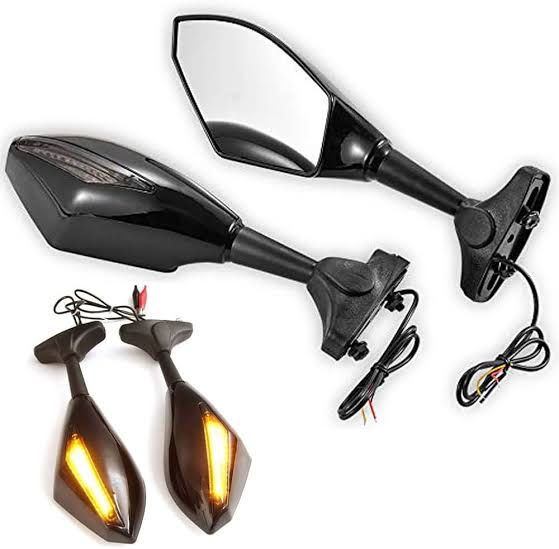 Sport Bike Side Mirrors With LED Indicators (Pair)